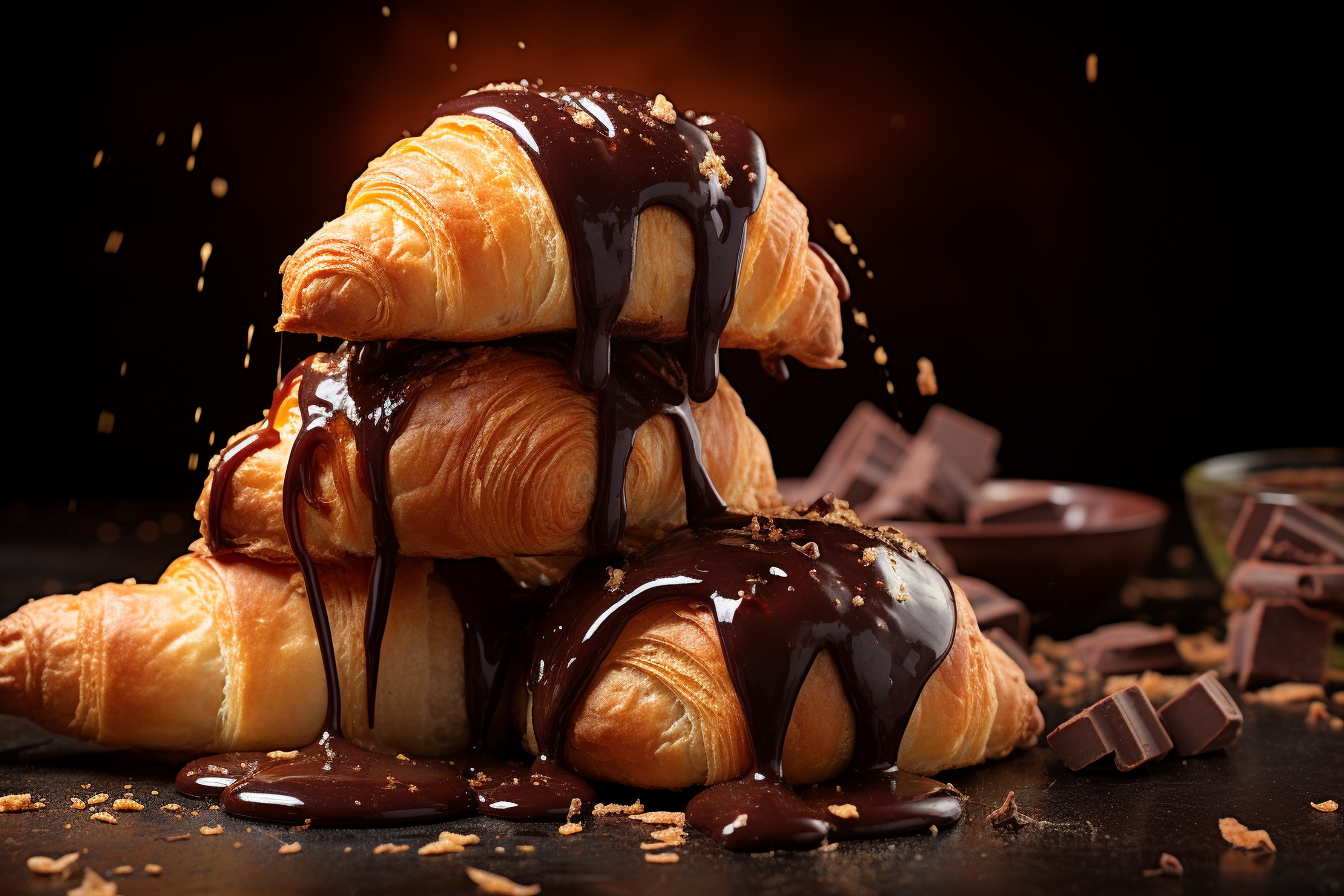 Chocolate drizzle croissant